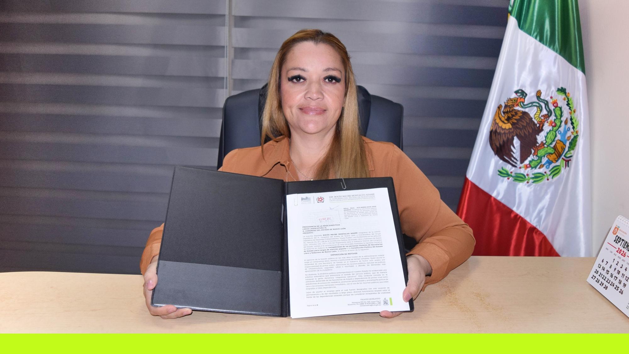 ROCÍO MONTALVO PROPONE QUE SECRETARIOS ESTATALES NO PUEDAN USAR SU CARGO COMO TRAMPOLÍN ELECTORAL