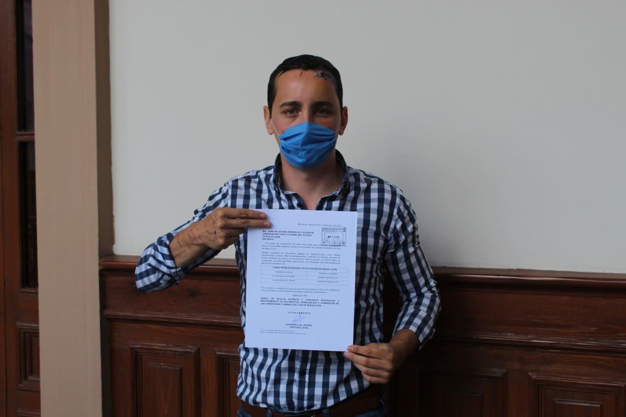 EXIGE EDUARDO LEAL REPARACIÓN DE CARRETERAS EN SUR DE NL