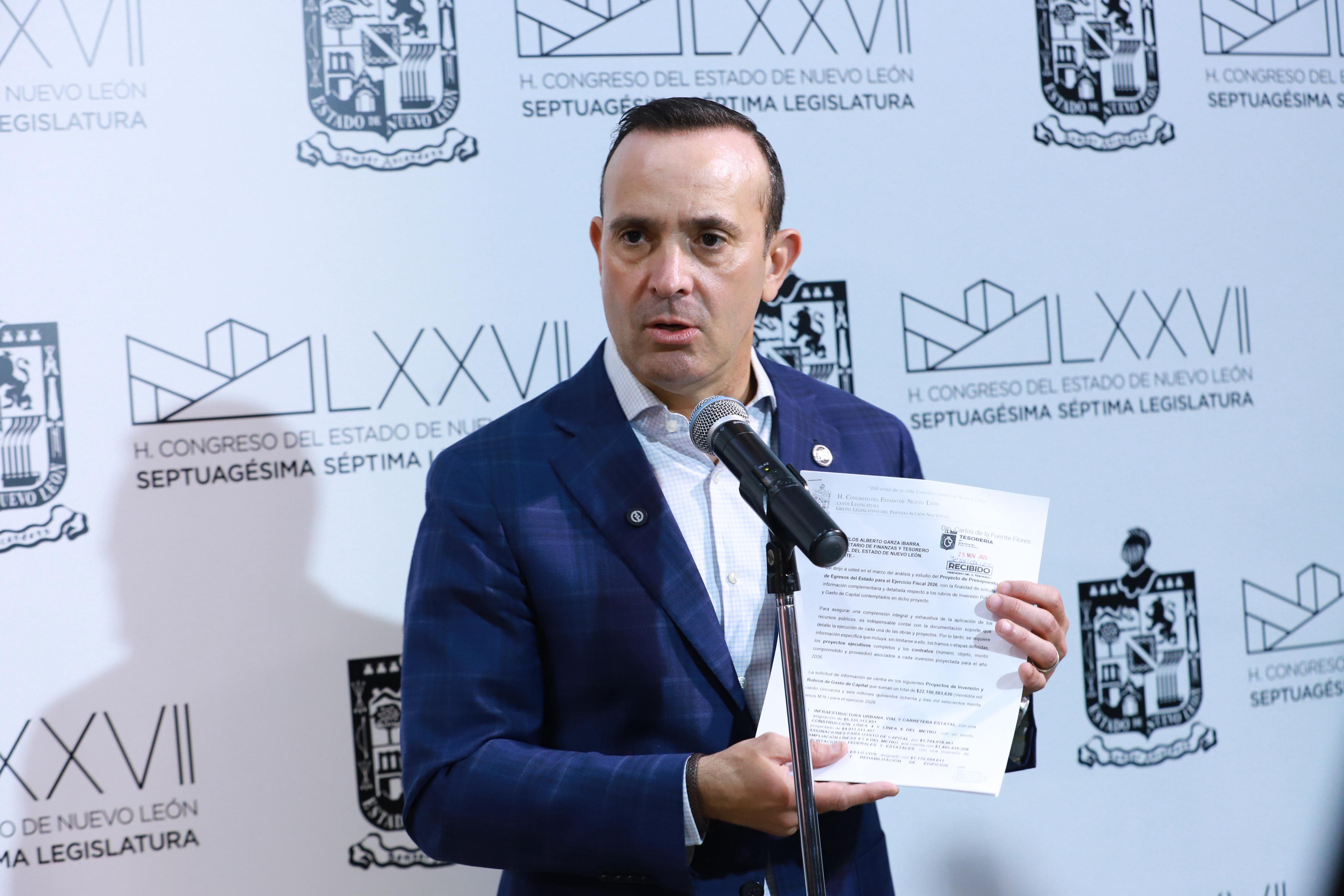 SOLICITA CARLOS DE LA FUENTE INFORMACIÓN DETALLADA DEL PROYECTO DE PRESUPUESTO 2026