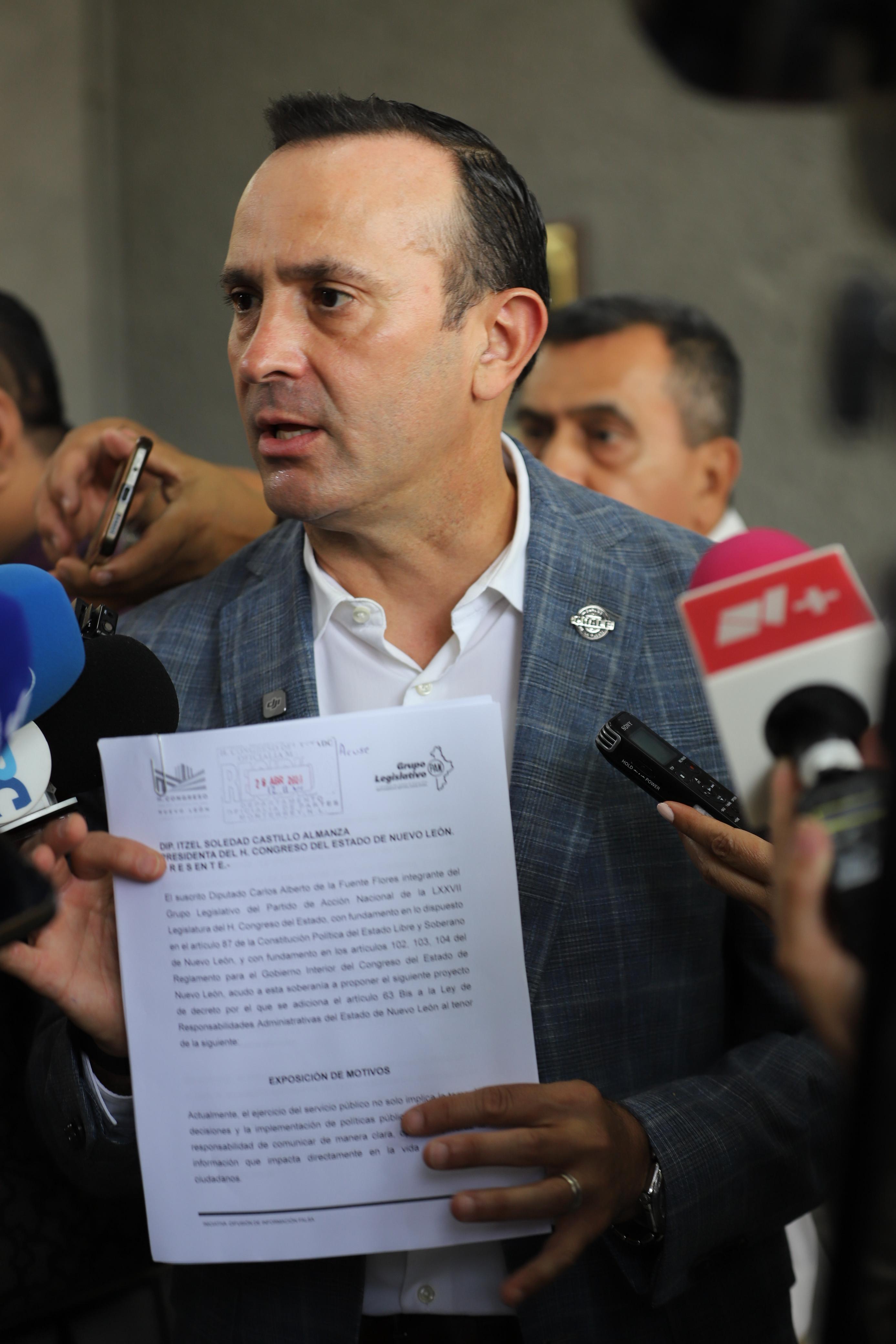 PRESENTA CARLOS DE LA FUENTE LEY CONTRA INFORMACIÓN FALSA DE FUNCIONARIOS PÚBLICOS