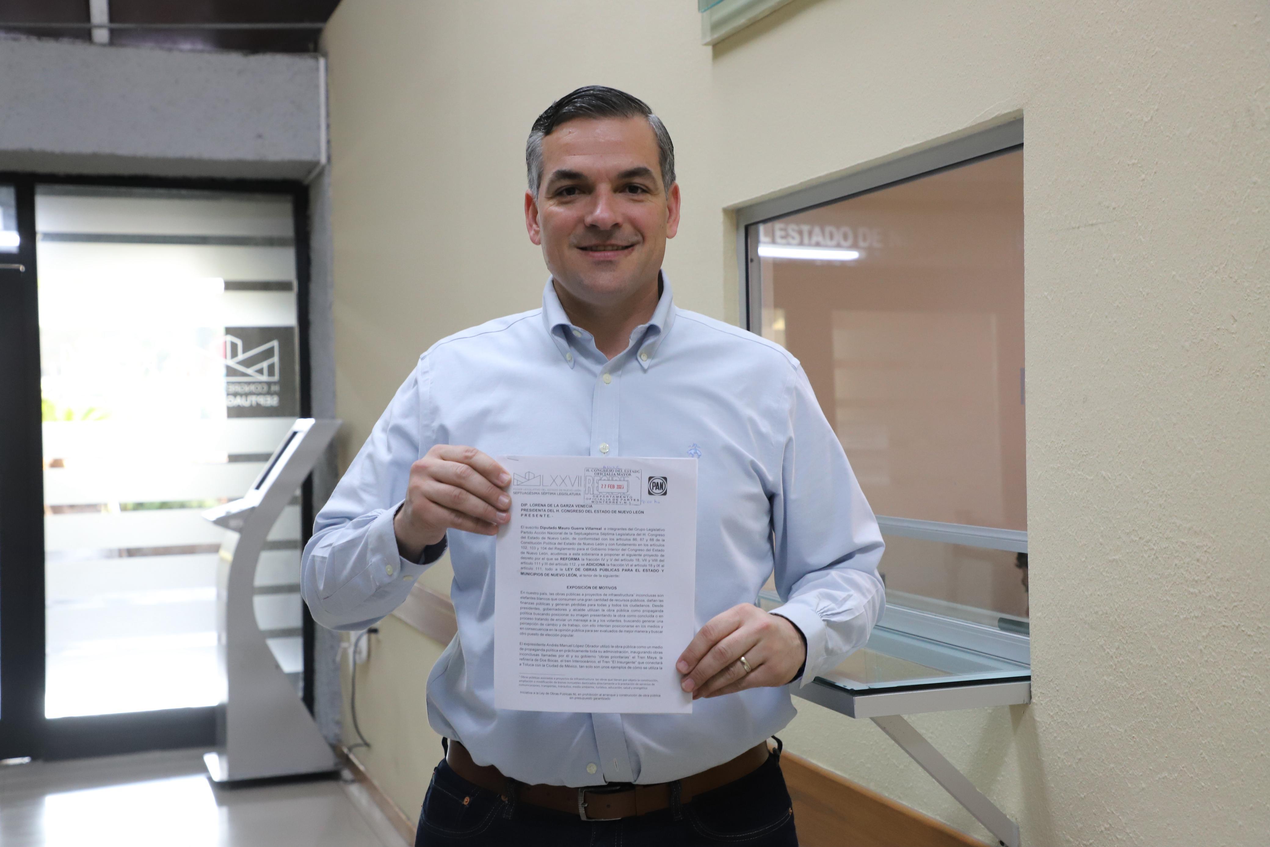 PROPONE MAURO GUERRA, PROHIBIR INICIO DE OBRAS PÚBLICAS SIN CONTAR CON LA CERTEZA DE UN PRESUPUESTO PARA CONCLUIRLAS