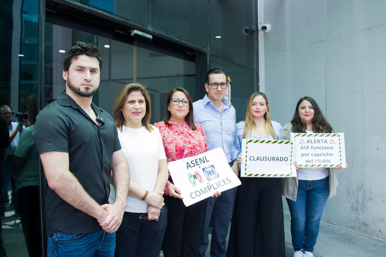 MC ´clausura´edificio de la ASENL por red de corrupción; exigen a Galván informe sobre empleados prianistas