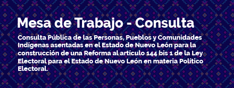 Consulta Pública de las Personas, Pueblos y Comunidades Indígenas asentadas en el Estado de Nuevo León para la construcción de una Reforma al artículo 144 bis 1 de la Ley Electoral para el Estado de Nuevo León en materia Político Electoral.